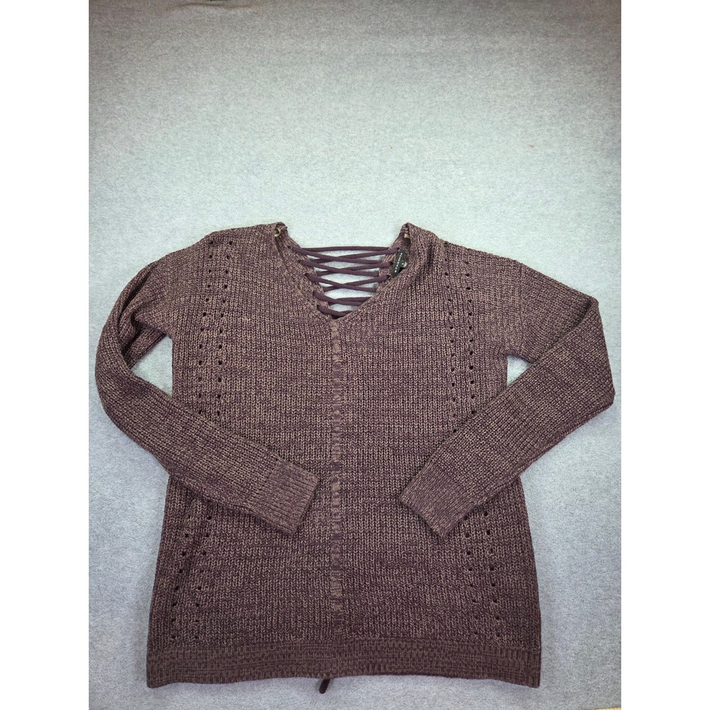 Staccato Mauve Brown Lace Up Back Long Sleeve Pullover Sweater Womens Size Small
